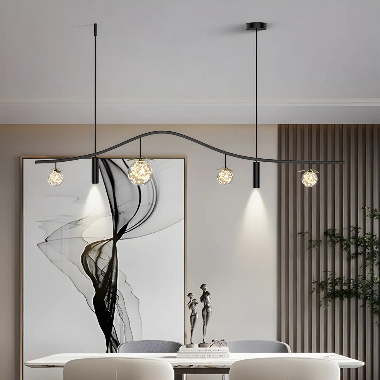 Lampadario a sospensione moderno ed elegante a 6 luci con globi per isola cucina