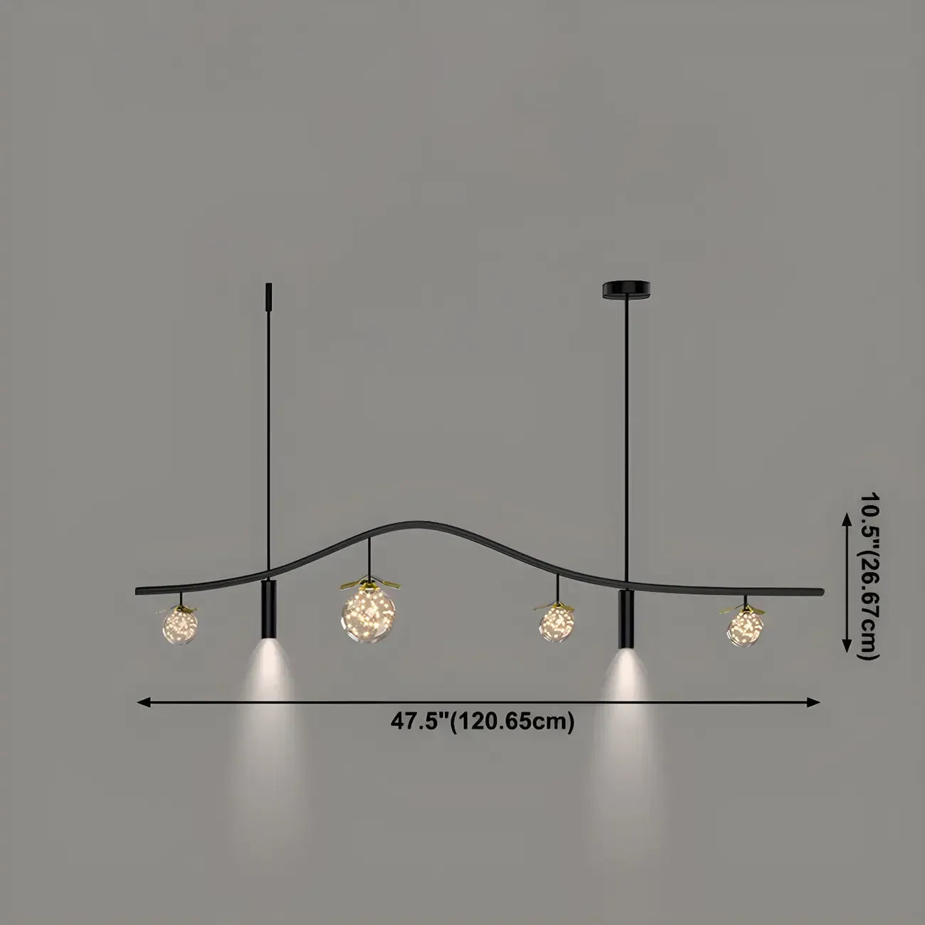 Lampadario a sospensione moderno ed elegante a 6 luci con globi per isola cucina