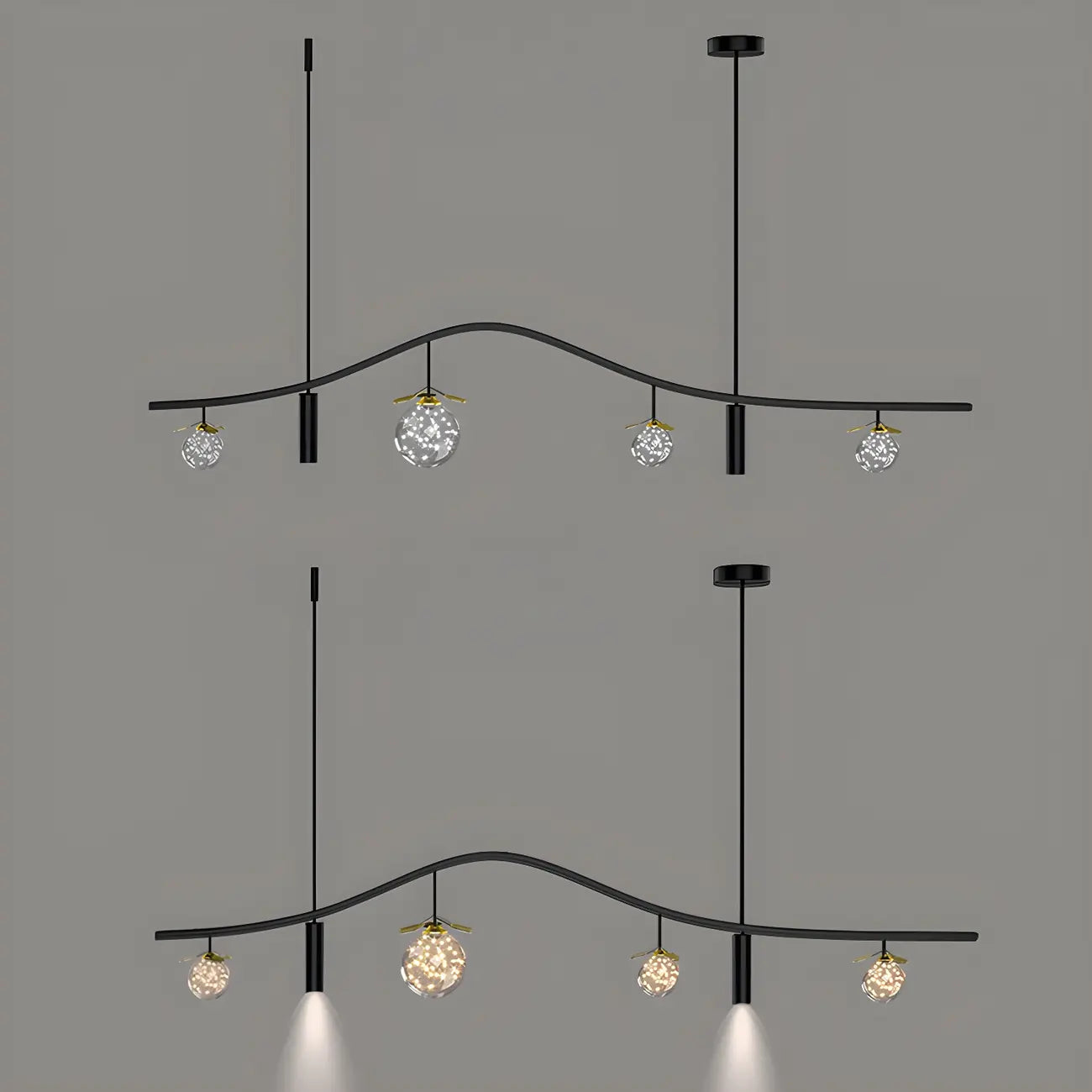 Lampadario a sospensione moderno ed elegante a 6 luci con globi per isola cucina
