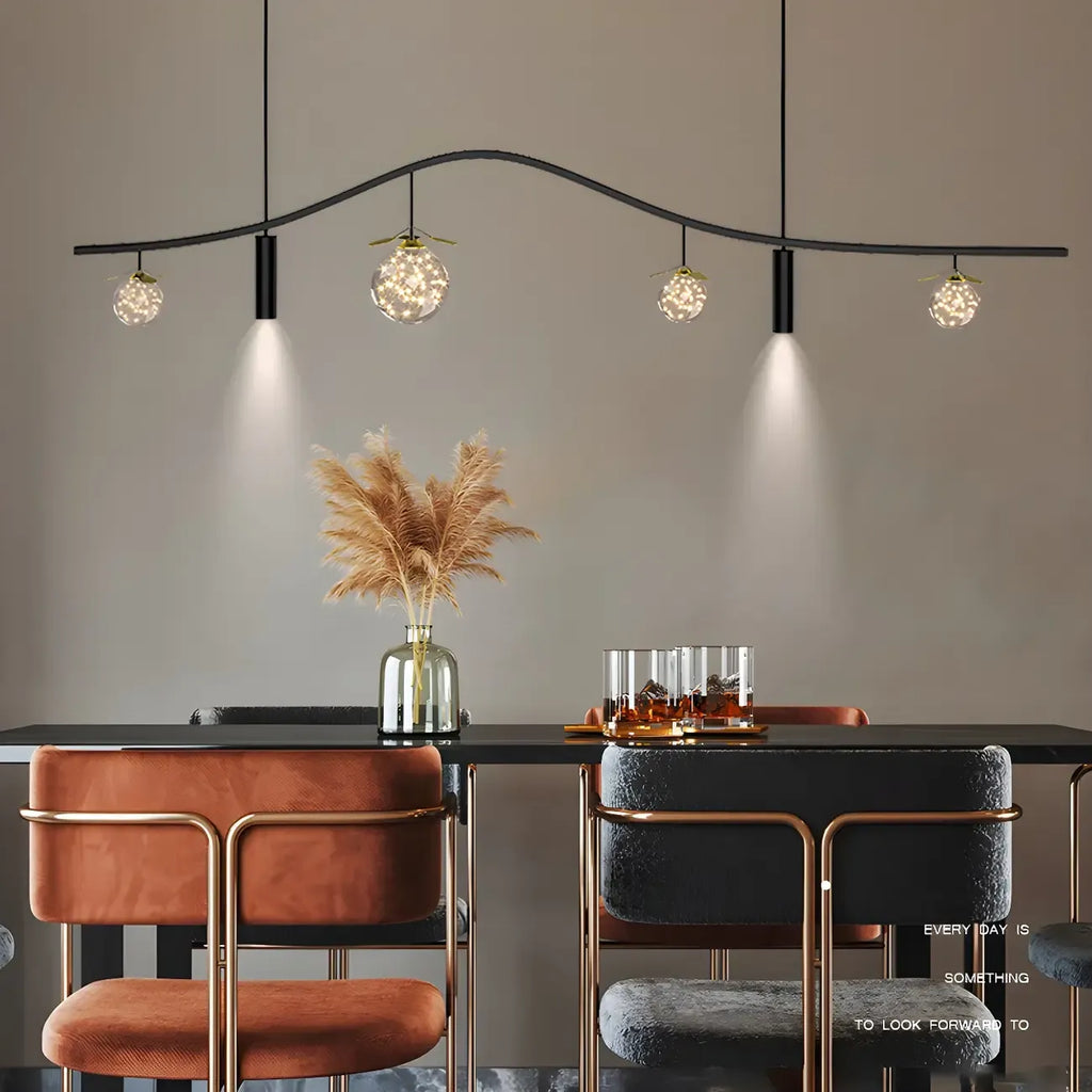 Lampadario a sospensione moderno ed elegante a 6 luci con globi per isola cucina