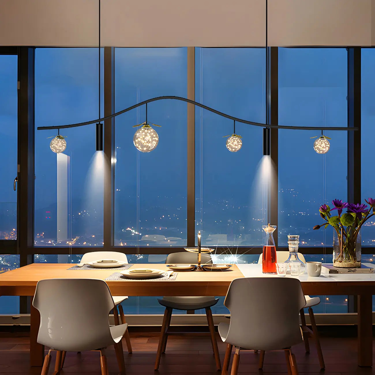 Lampadario a sospensione moderno ed elegante a 6 luci con globi per isola cucina