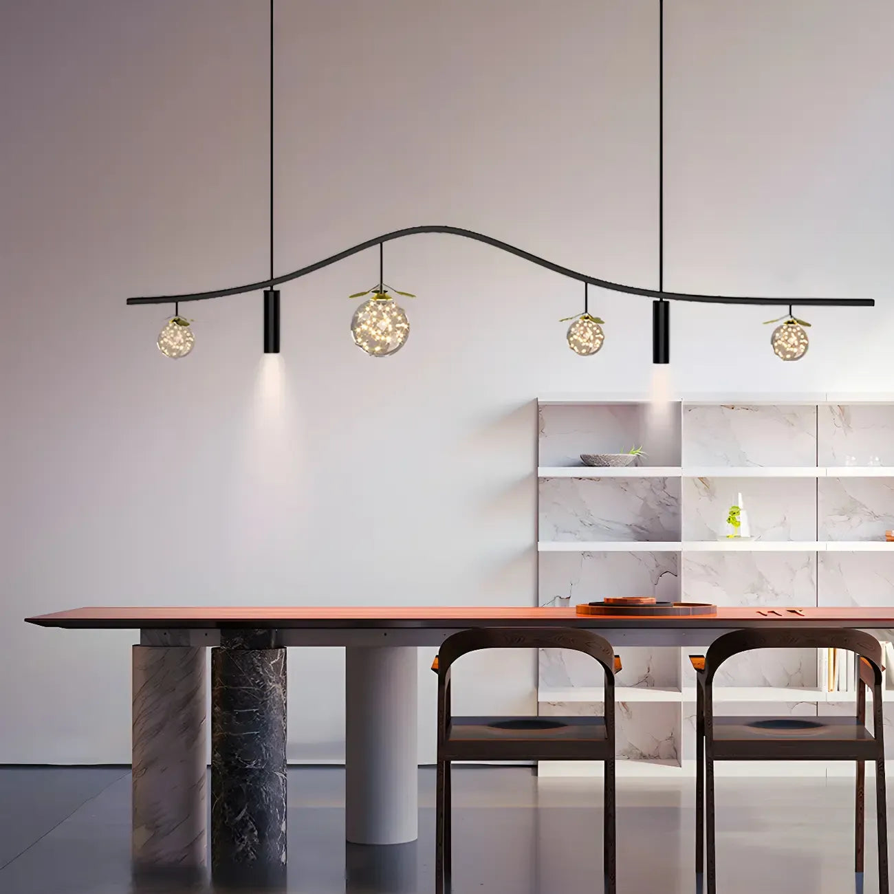 Lampadario a sospensione moderno ed elegante a 6 luci con globi per isola cucina