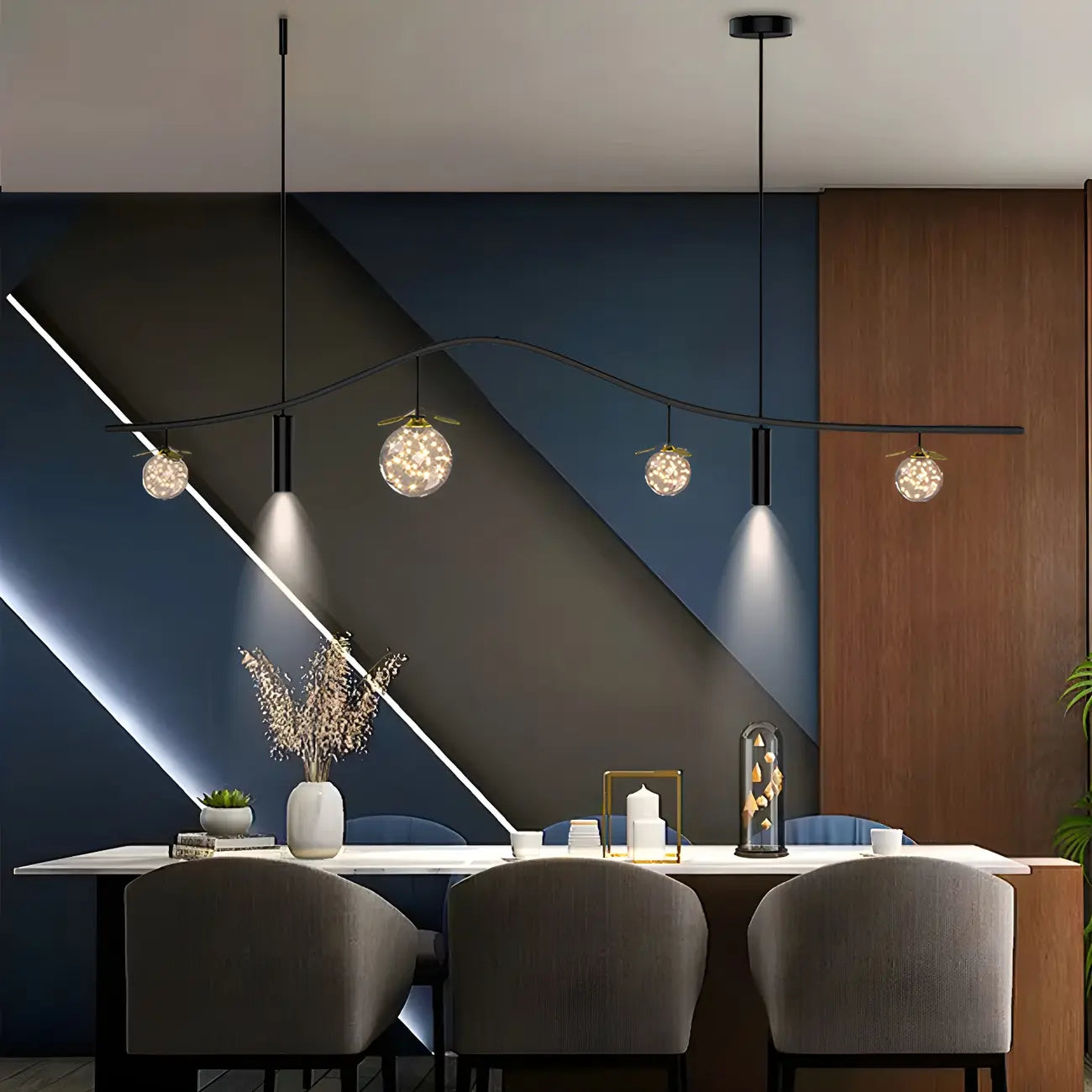 Lampadario a sospensione moderno ed elegante a 6 luci con globi per isola cucina