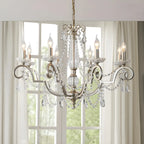 Lampadario a candelabro in cristallo argentato regolabile