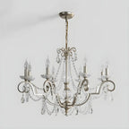 Lampadario a candelabro in cristallo argentato regolabile