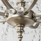 Lampadario a candelabro in cristallo argentato regolabile