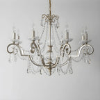Lampadario a candelabro in cristallo argentato regolabile