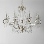 Lampadario a candelabro in cristallo argentato regolabile