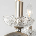 Lampadario a candelabro in cristallo argentato regolabile
