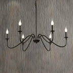 Lustre industriel vintage en métal à 6 lumières, de style candélabre.