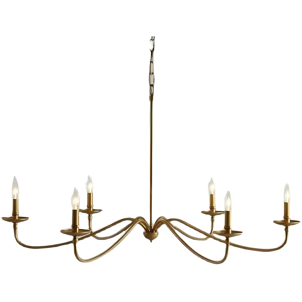 Lustre industriel vintage en métal à 6 lumières, de style candélabre.