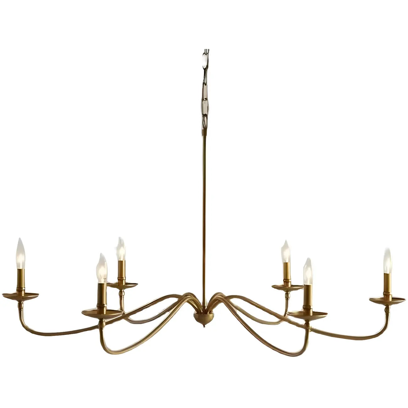 Lustre industriel vintage en métal à 6 lumières, de style candélabre.