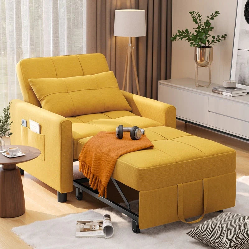 Divano Letto Trasformabile 3-in-1, Poltrona Letto Estraibile, Letto Pieghevole Convertibile per Soggiorno