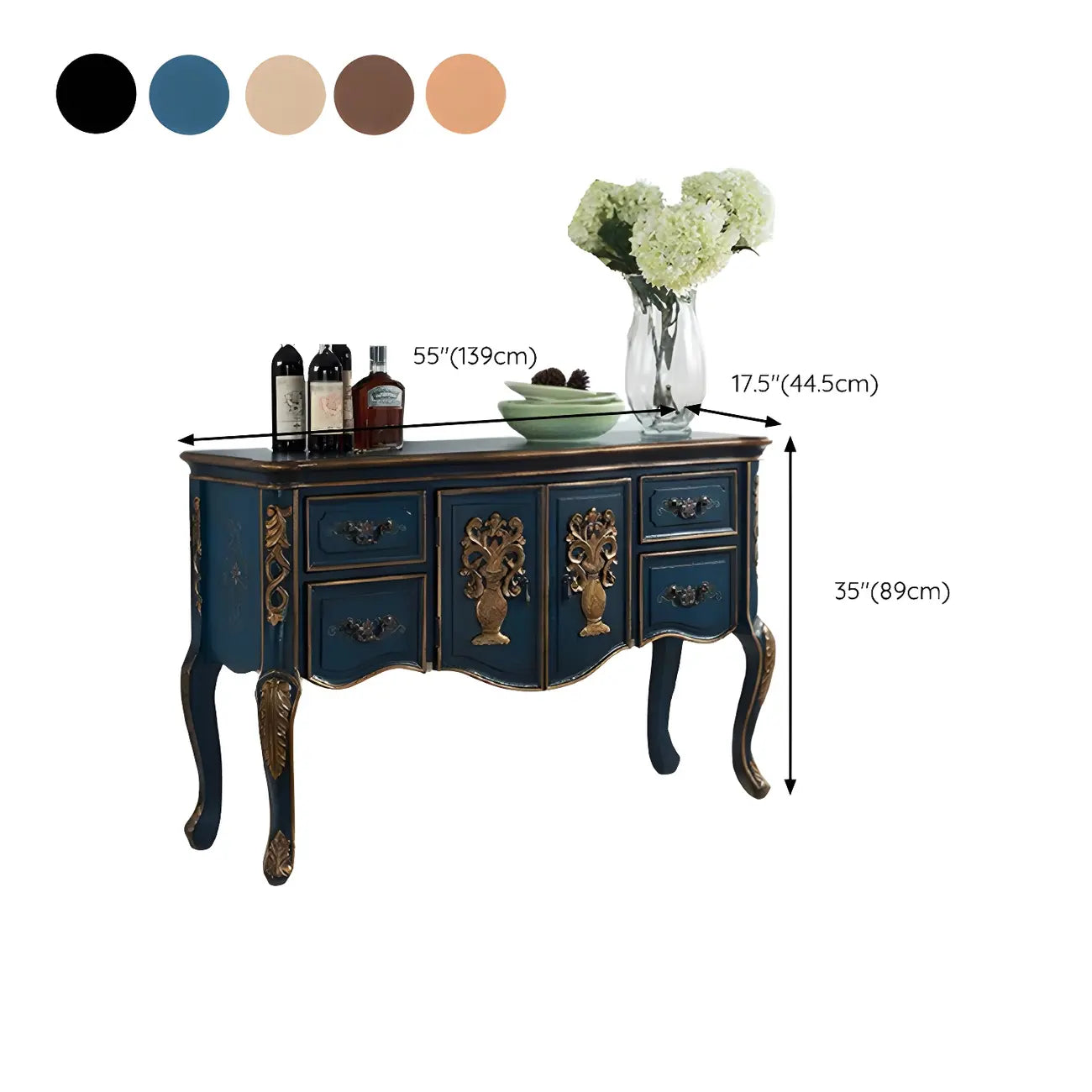 Console de rangement en bois de style français avec tiroirs
