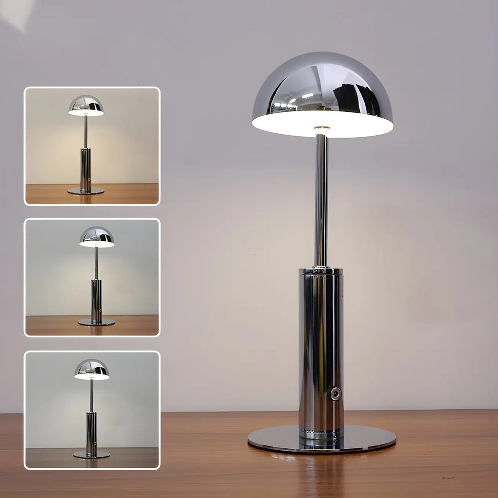 Lampe de table sans fil élégante avec abat-jour LED en métal doré