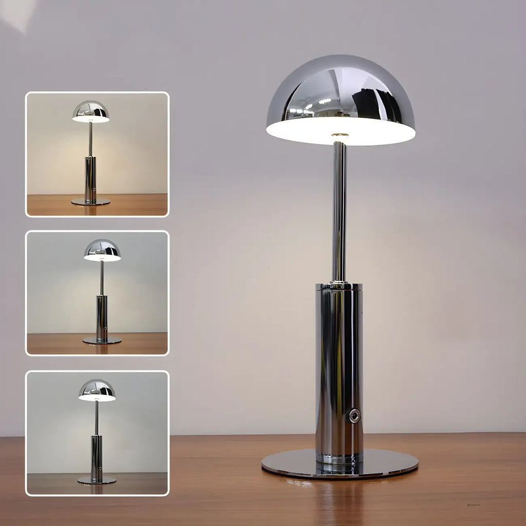 Lampe de table sans fil élégante avec abat-jour LED en métal doré