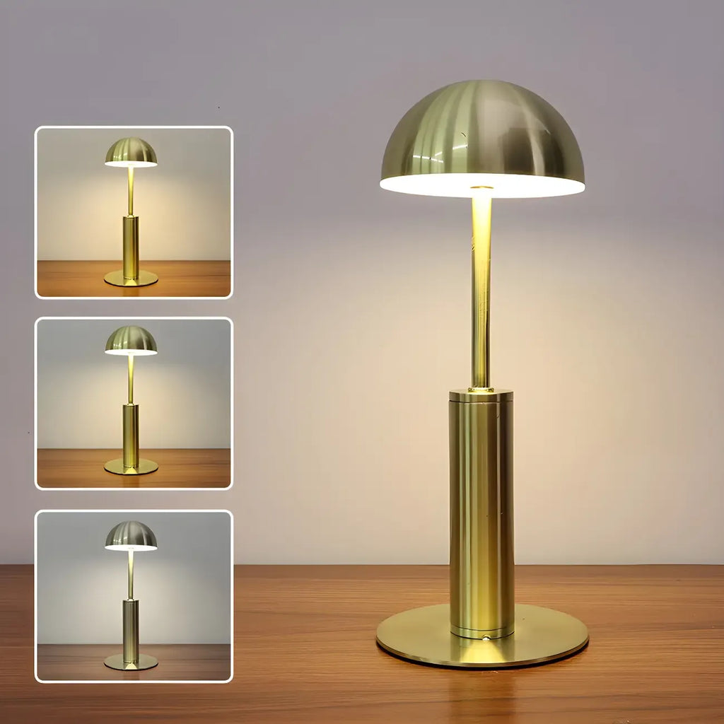 Lampe de table sans fil élégante avec abat-jour LED en métal doré