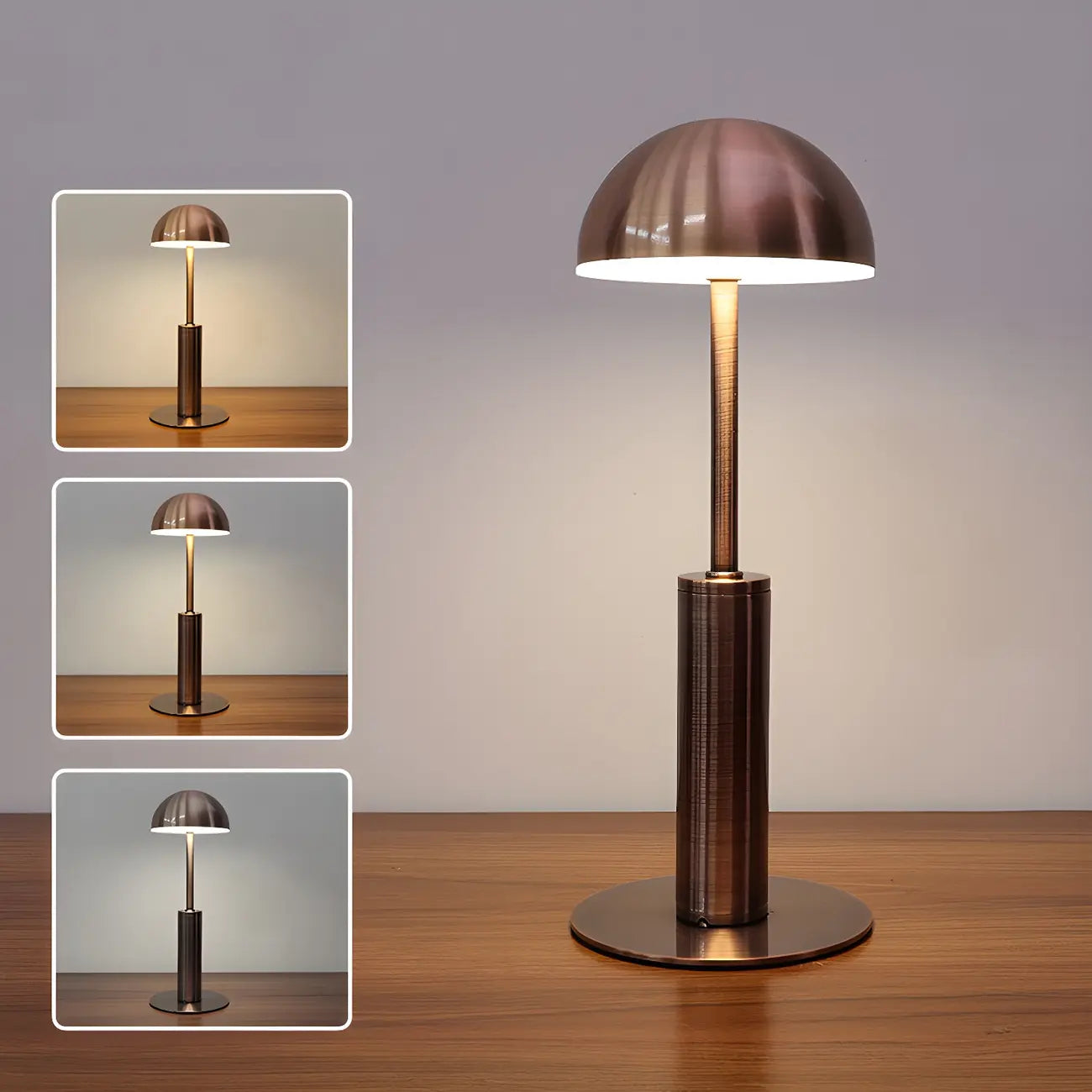 Lampe de table sans fil élégante avec abat-jour LED en métal doré