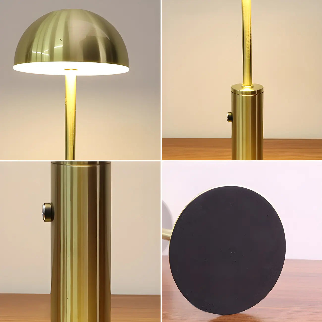 Lampe de table sans fil élégante avec abat-jour LED en métal doré
