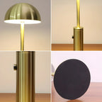 Lampe de table sans fil élégante avec abat-jour LED en métal doré
