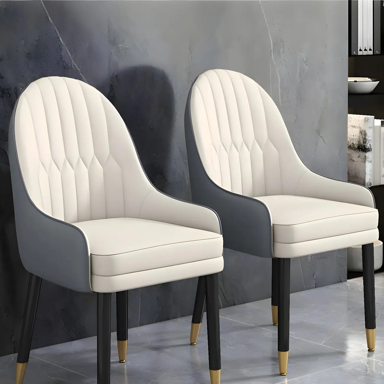 Chaise de salle à manger moderne en cuir avec accoudoirs