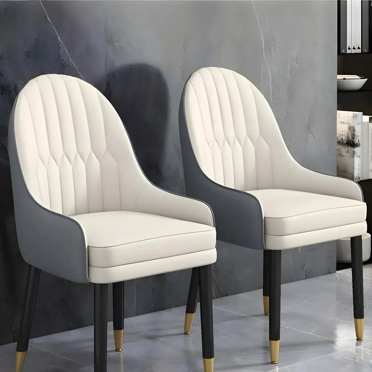 Chaise de salle à manger moderne en cuir avec accoudoirs