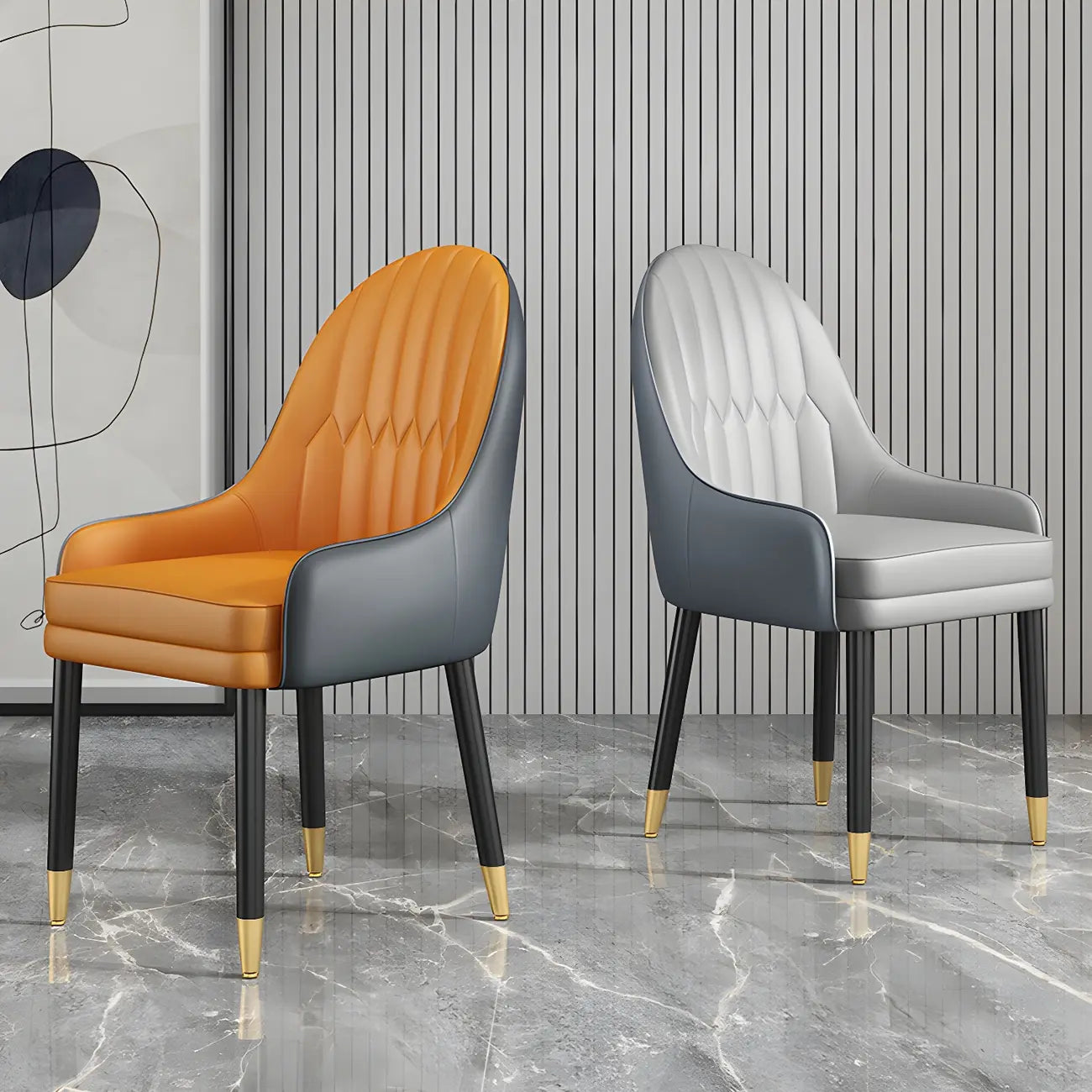 Chaise de salle à manger moderne en cuir avec accoudoirs