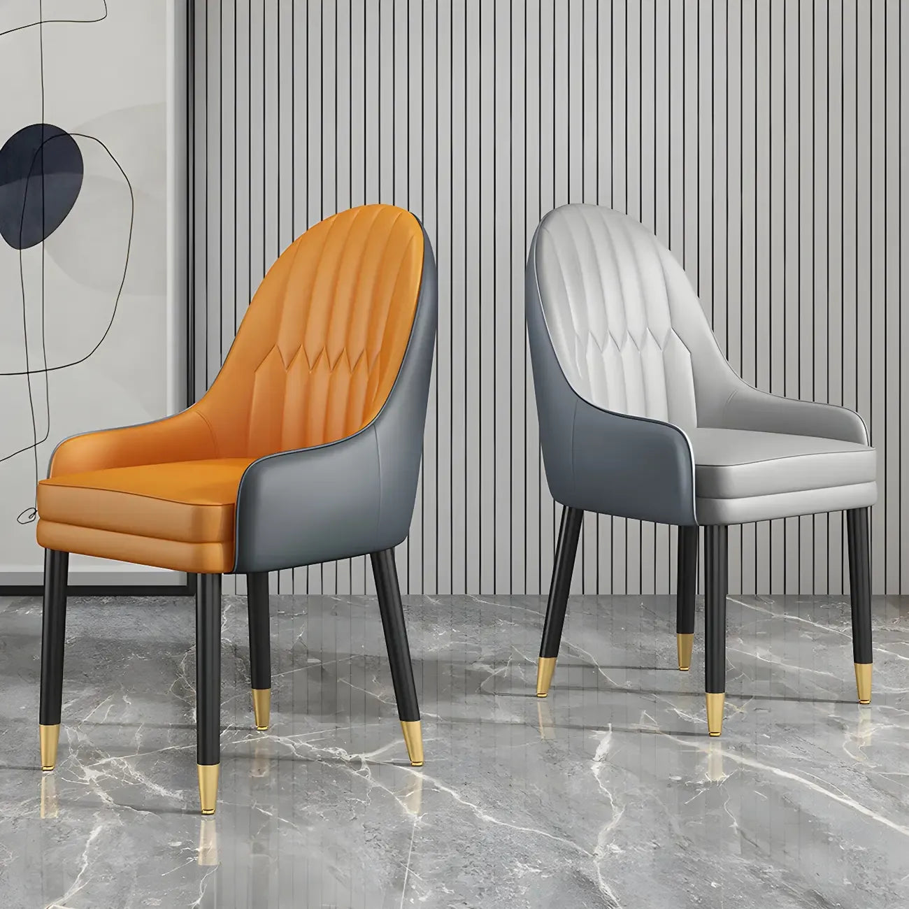 Chaise de salle à manger moderne en cuir avec accoudoirs