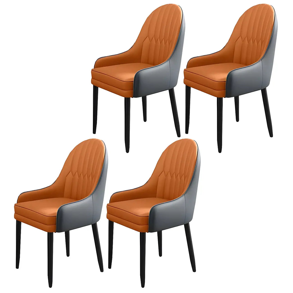 Chaise de salle à manger moderne en cuir avec accoudoirs