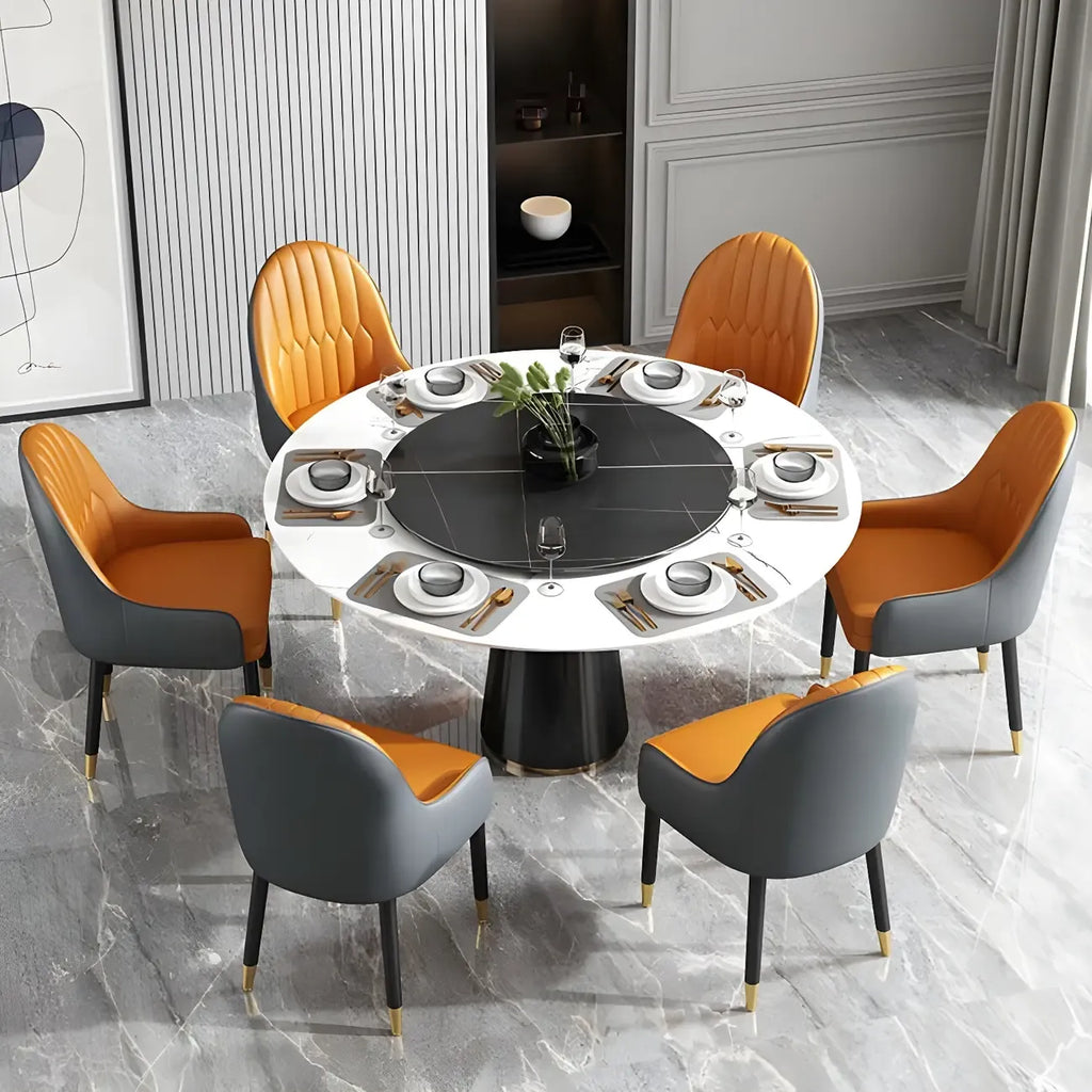 Chaise de salle à manger moderne en cuir avec accoudoirs