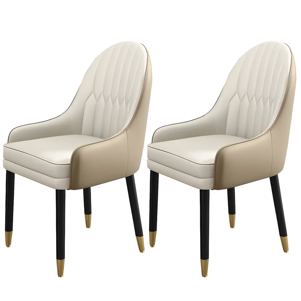 Chaise de salle à manger moderne en cuir avec accoudoirs