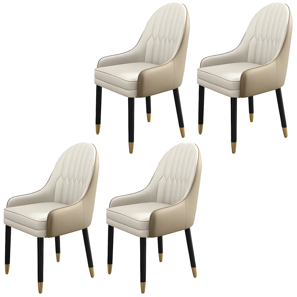 Chaise de salle à manger moderne en cuir avec accoudoirs