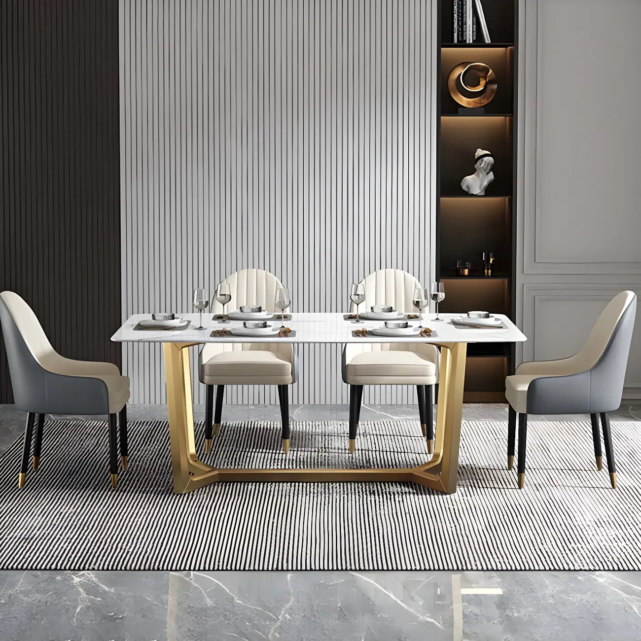 Chaise de salle à manger moderne en cuir avec accoudoirs