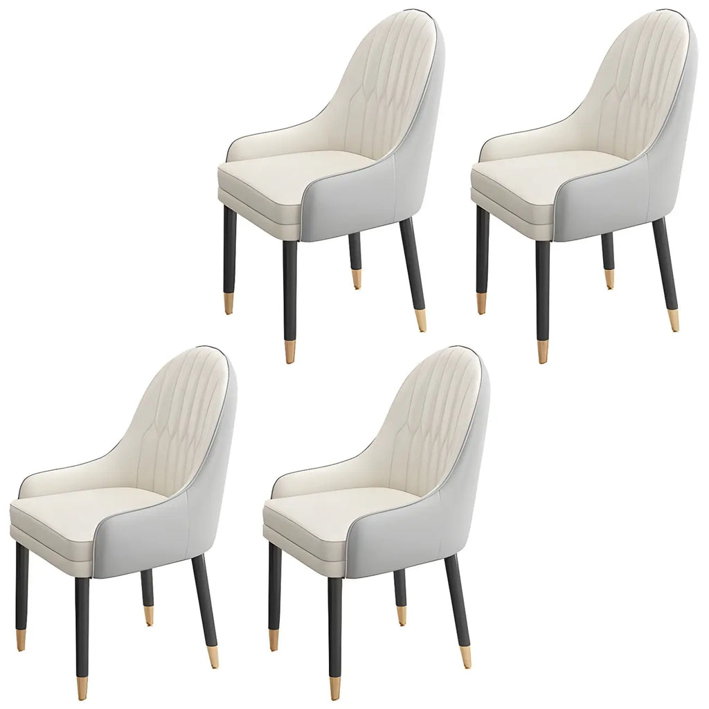 Chaise de salle à manger moderne en cuir avec accoudoirs