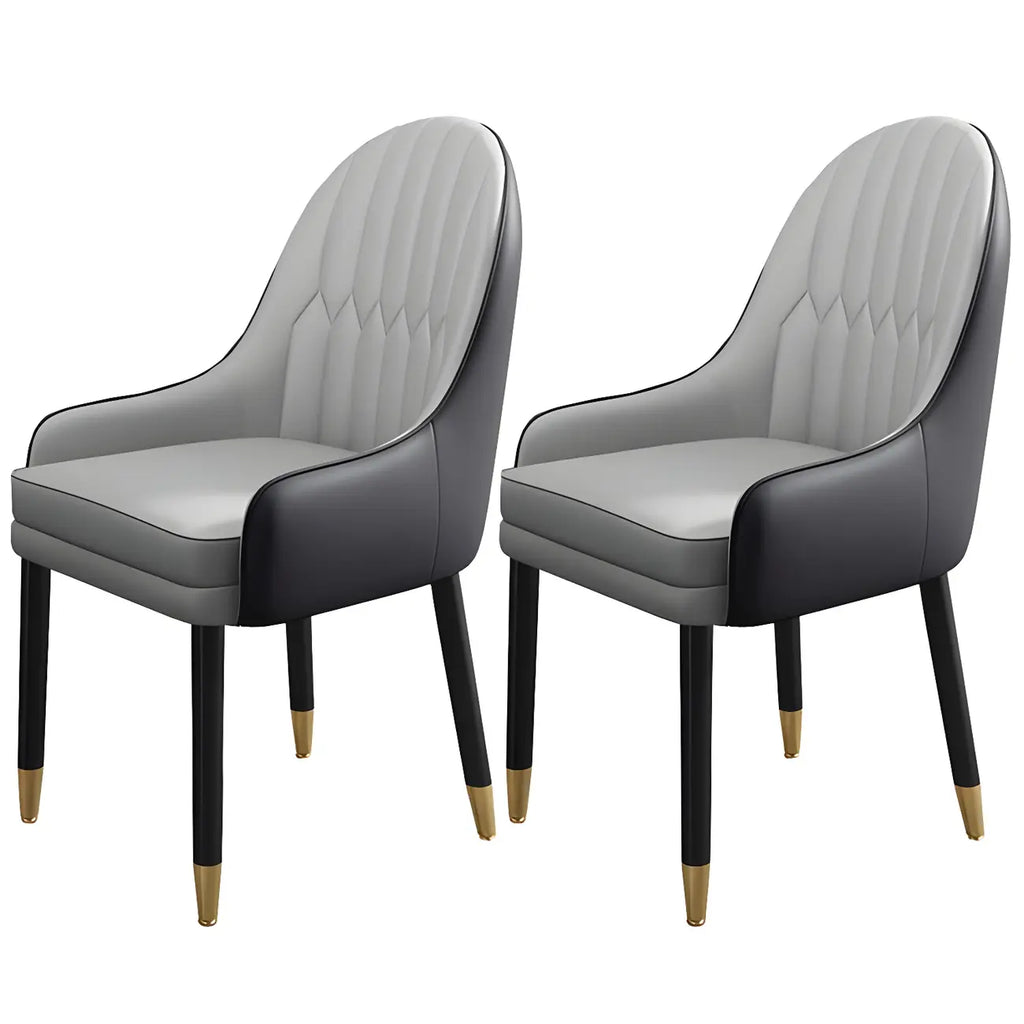 Chaise de salle à manger moderne en cuir avec accoudoirs