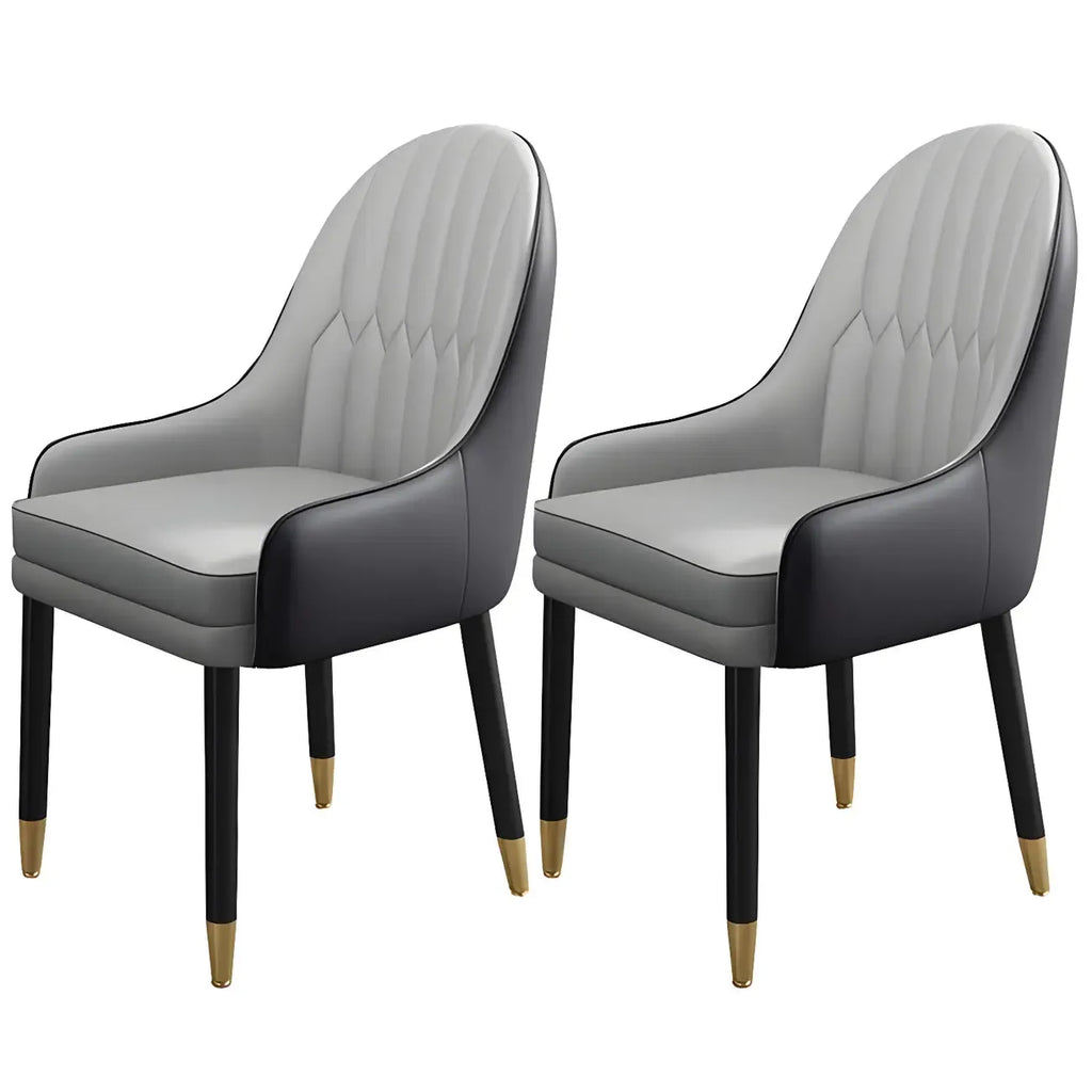 Chaise de salle à manger moderne en cuir avec accoudoirs