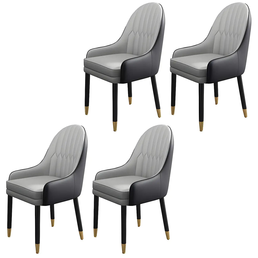 Chaise de salle à manger moderne en cuir avec accoudoirs