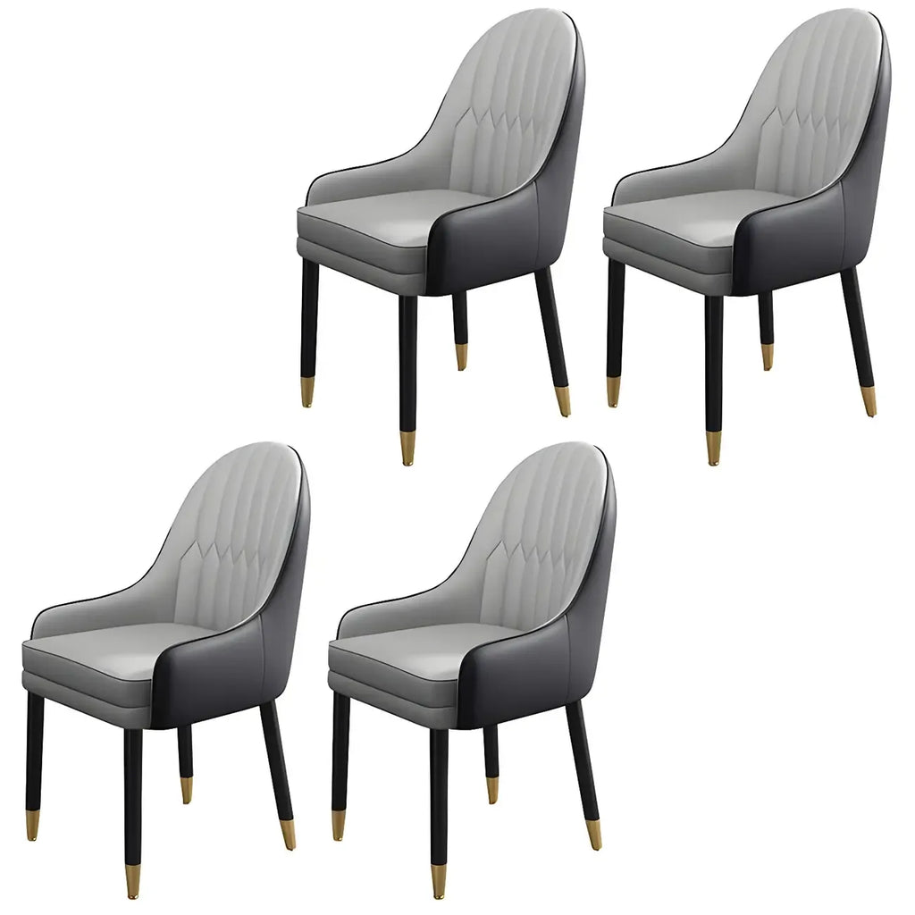Chaise de salle à manger moderne en cuir avec accoudoirs