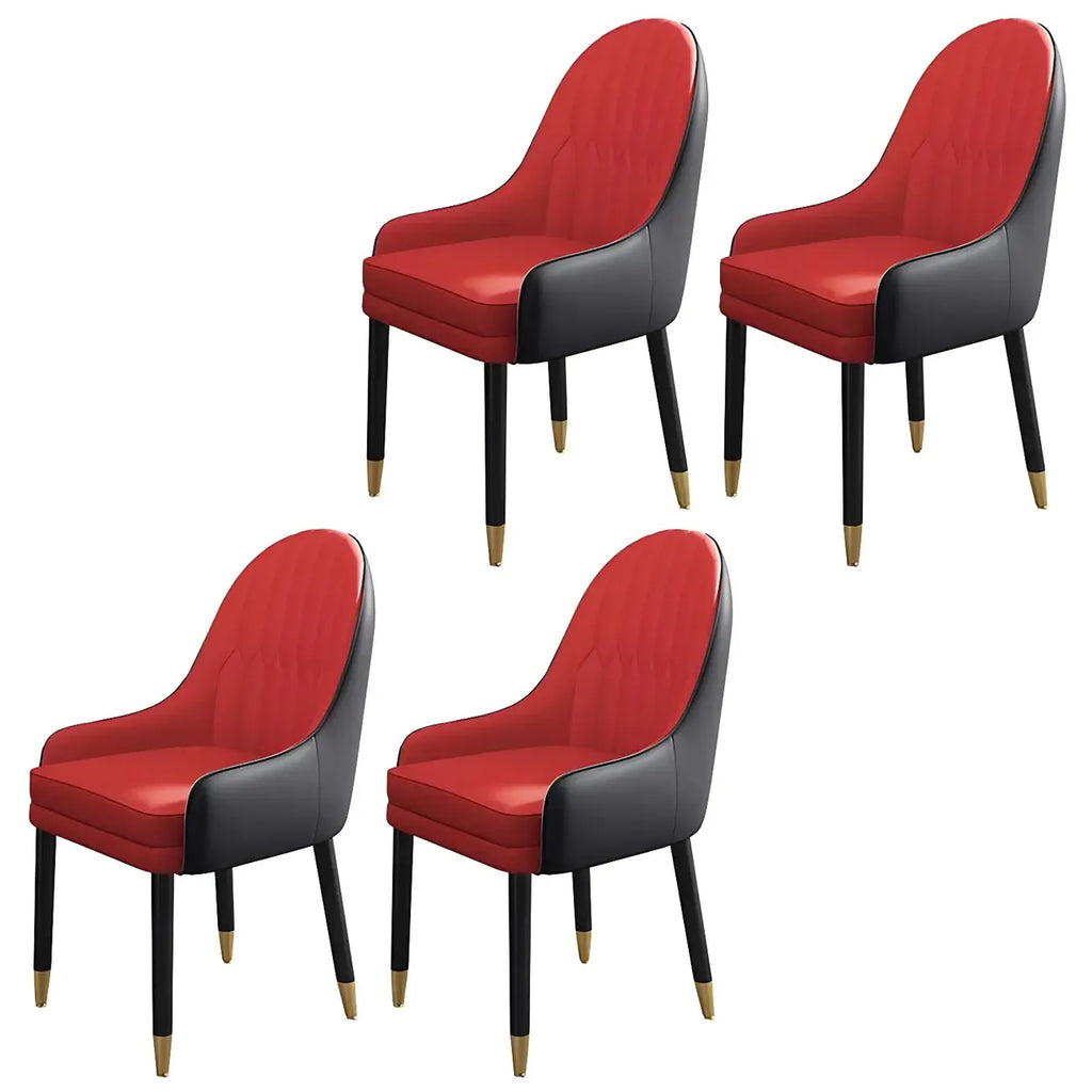 Chaise de salle à manger moderne en cuir avec accoudoirs