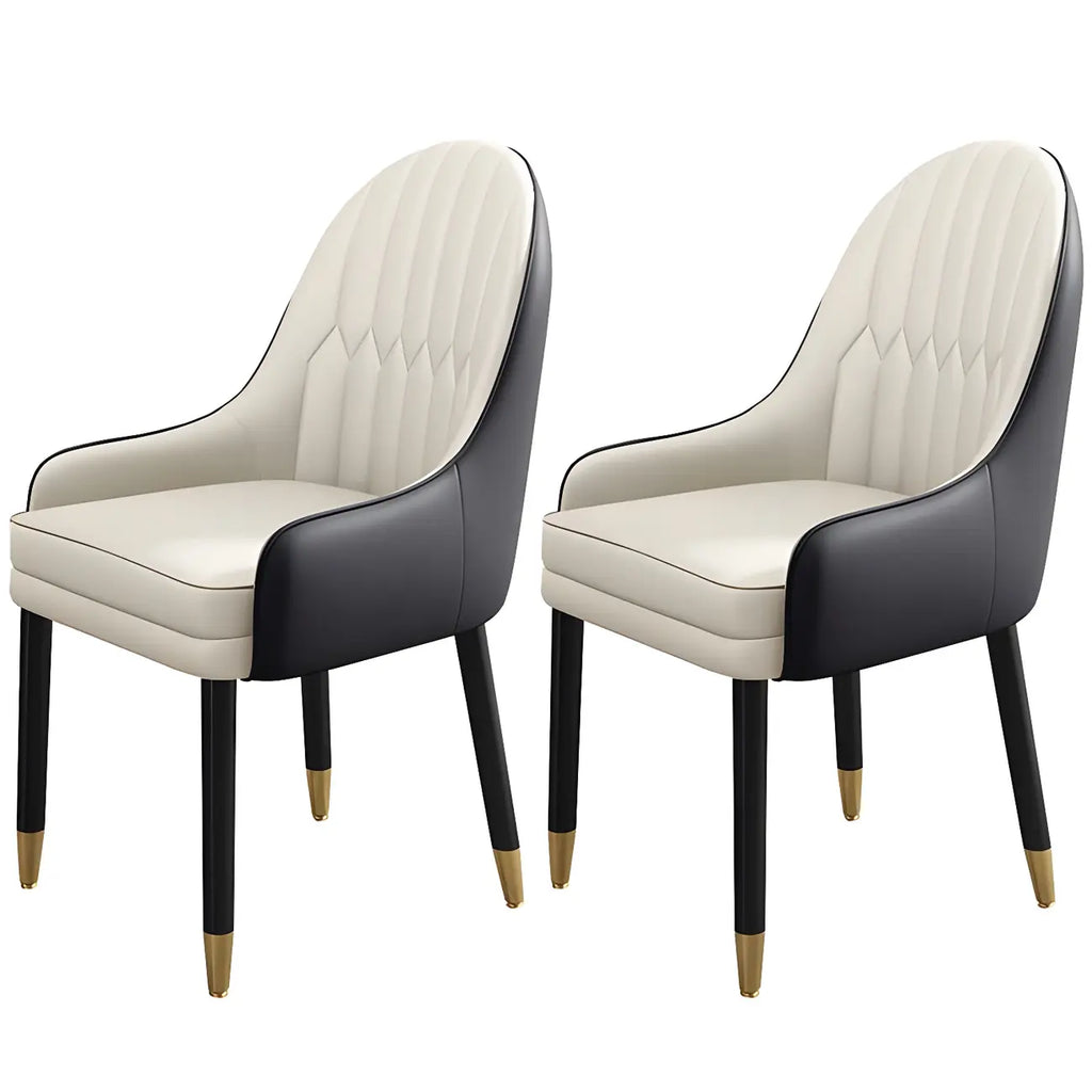 Chaise de salle à manger moderne en cuir avec accoudoirs