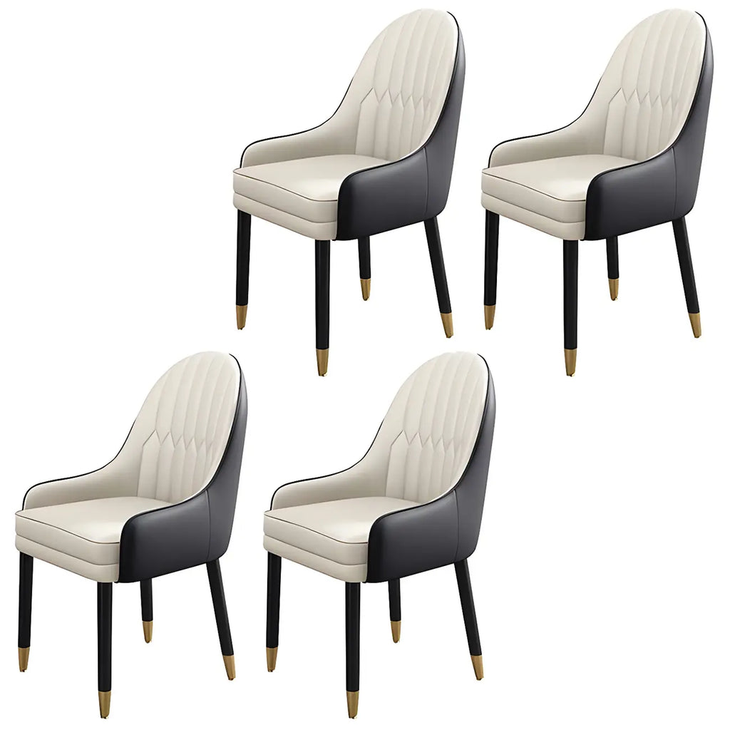 Chaise de salle à manger moderne en cuir avec accoudoirs