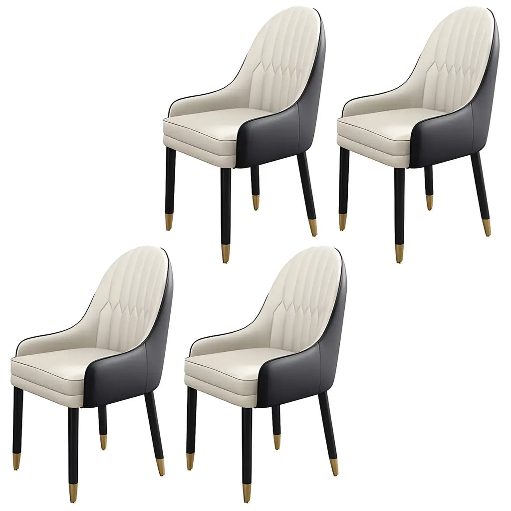 Chaise de salle à manger moderne en cuir avec accoudoirs