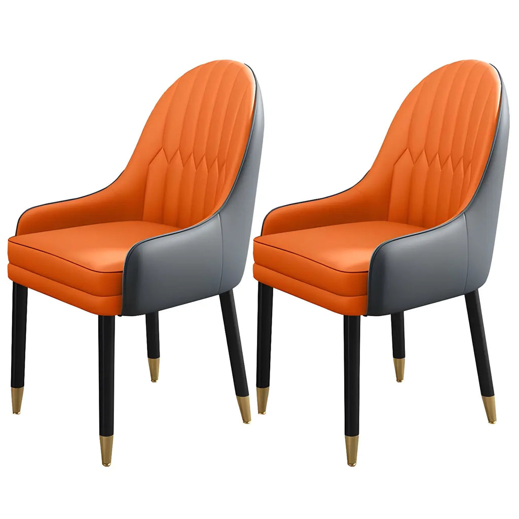 Chaise de salle à manger moderne en cuir avec accoudoirs