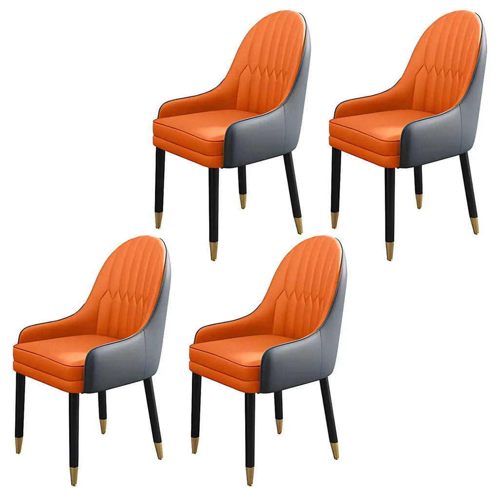Chaise de salle à manger moderne en cuir avec accoudoirs