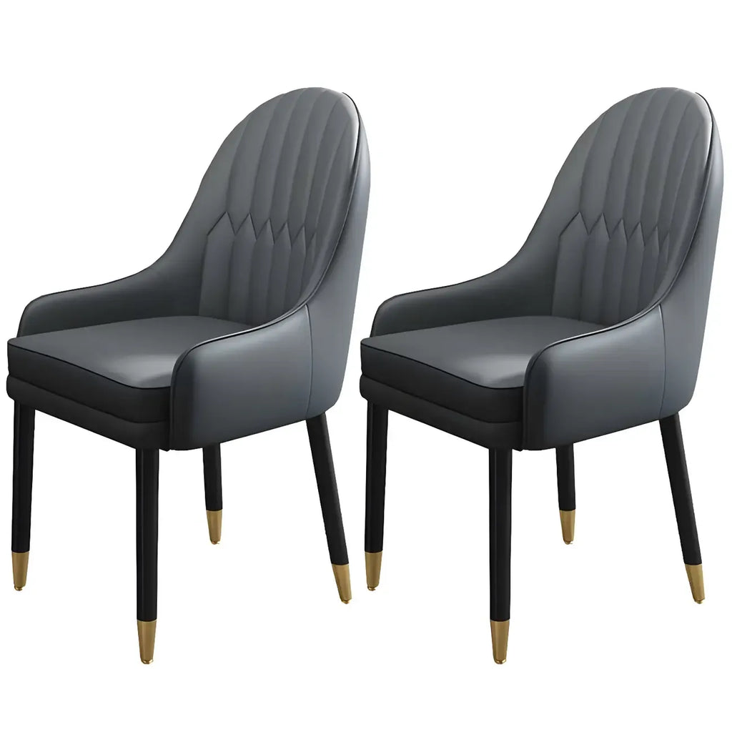 Chaise de salle à manger moderne en cuir avec accoudoirs