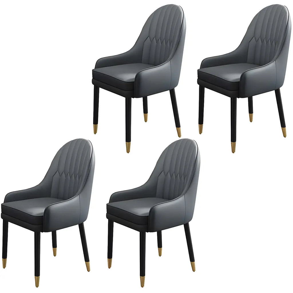 Chaise de salle à manger moderne en cuir avec accoudoirs