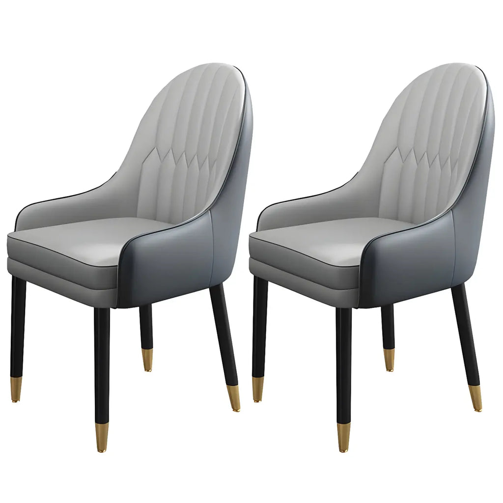 Chaise de salle à manger moderne en cuir avec accoudoirs