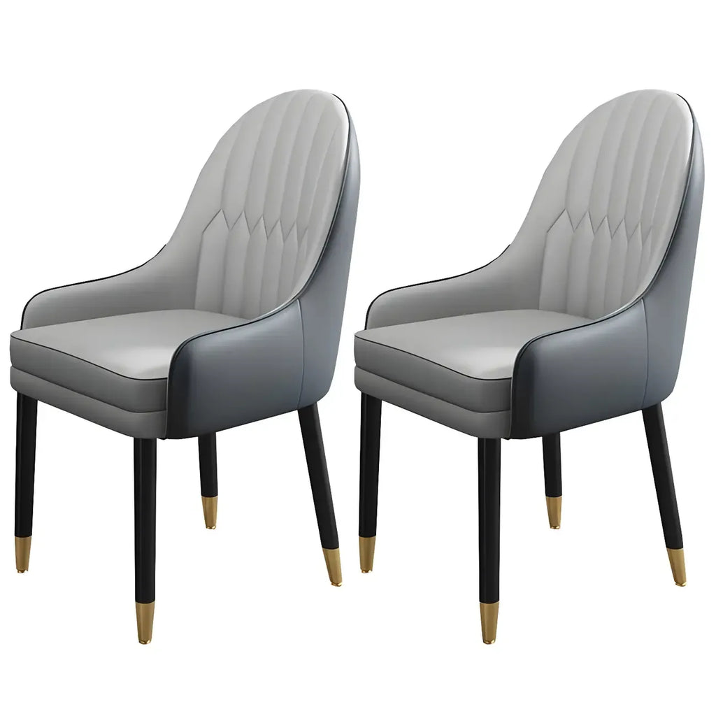 Chaise de salle à manger moderne en cuir avec accoudoirs