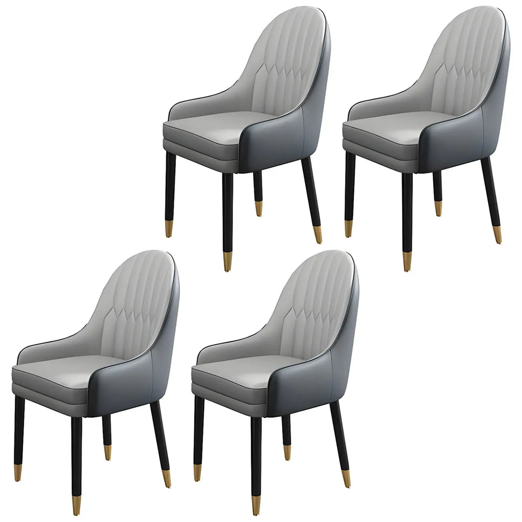 Chaise de salle à manger moderne en cuir avec accoudoirs