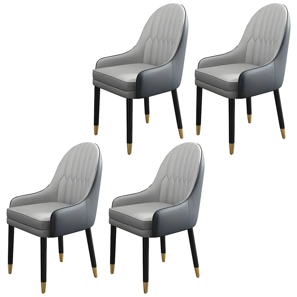 Chaise de salle à manger moderne en cuir avec accoudoirs